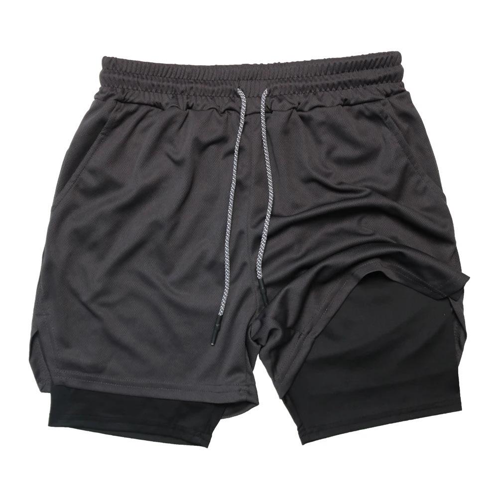 Men's Quick-Dry Ice Silk Mesh Double-Layer Casual Shorts - Breathable Fitness Beach Pants