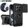 KEYSION Magnetic Phone Case for Redmi Note 15 Pro+ 5G 15 Pro 4G 5G Slide Camera Protection Upright Kickstand Ring Shockproof Back Cover