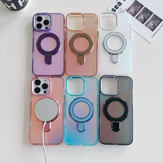 

iPhone 16 Gradient Magnetic Stand Case for 11 Pro - High-Quality Protective Cover iPhone 17 розовый/чистый
