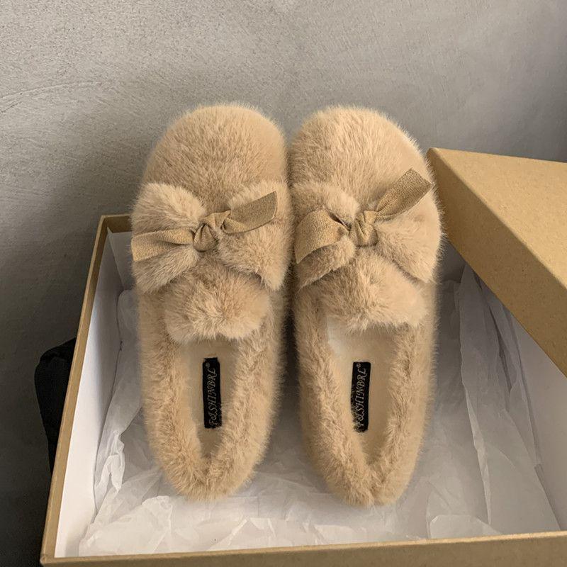 2025 Damen Fleecegefütterte Pelz Slipper Loafer - Feenstil Winterwärme