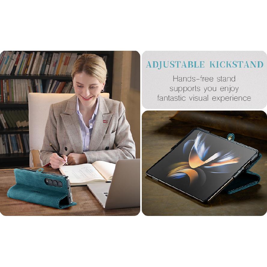 Suitable for Samsung Z Fold7 Business Phone Case, Galaxy Z Fold5 Anti-drop Flip Cover with Card Slot Phone Leather Case