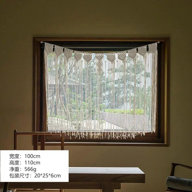 Cortina de Porta Oca de Corda de Algodão Tecida Tapeçaria Franja Decoração de Fundo Decoração de Parede Cortina Doméstica Divisória de Foyer