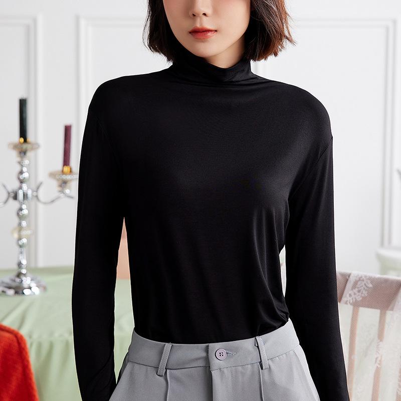 Women's Modal Long-Sleeve Round Neck Shirt, 2024 Autumn/Winter, High-End Fashionable Innerwear
