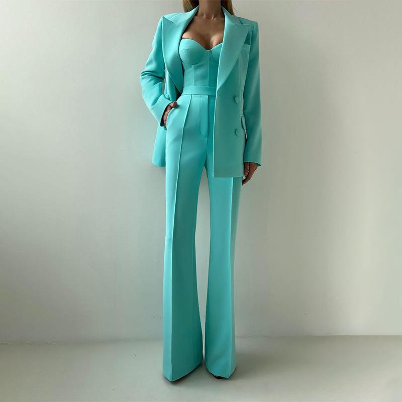 Europe and the United States Cross-border Amazon Autumn Temperament Fashion Commuter Suit Suit Bra Pants Jacket Three-piece Set