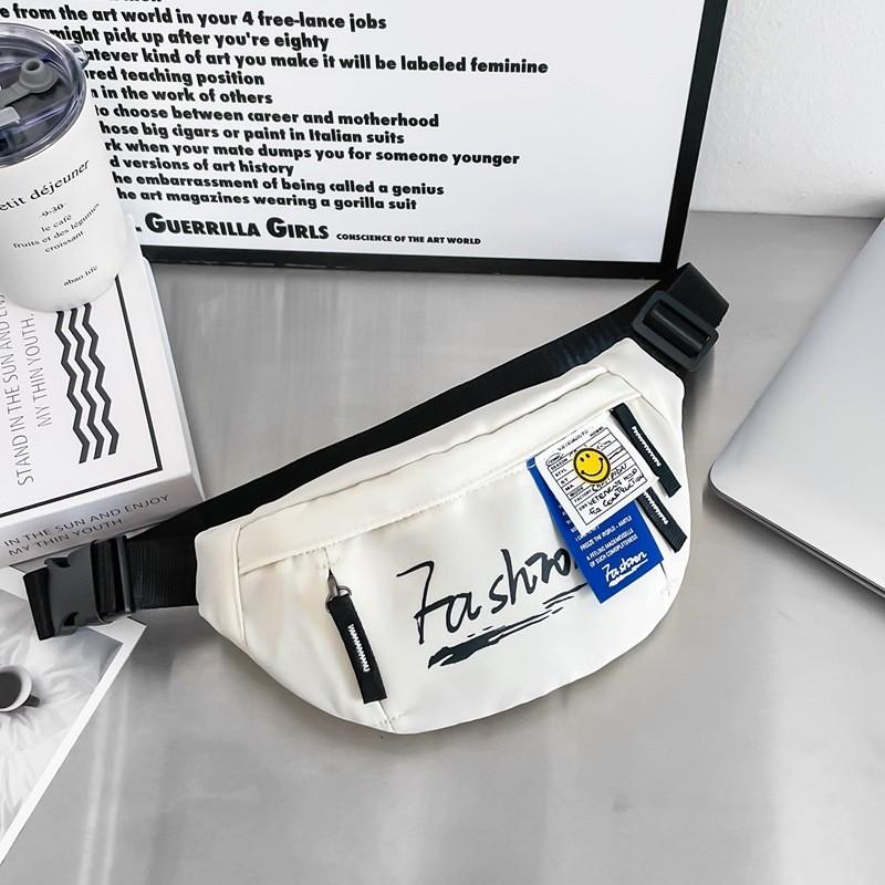 Stylish Adorable Childrens Nylon Backpack Versatile Boy s Chest Bag With Fun Letters белый