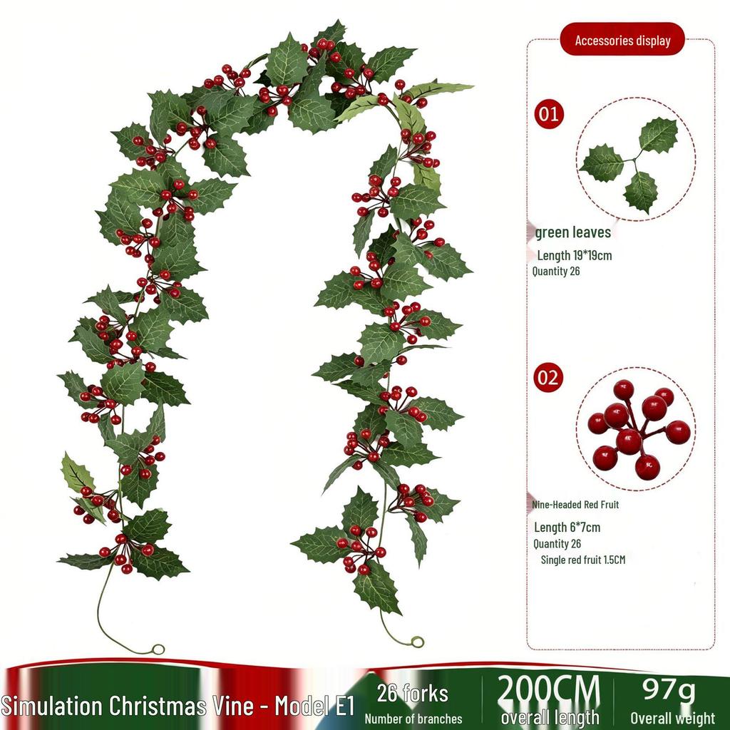 Red Berry Christmas Vine Home Decoration - Festive Party Garland