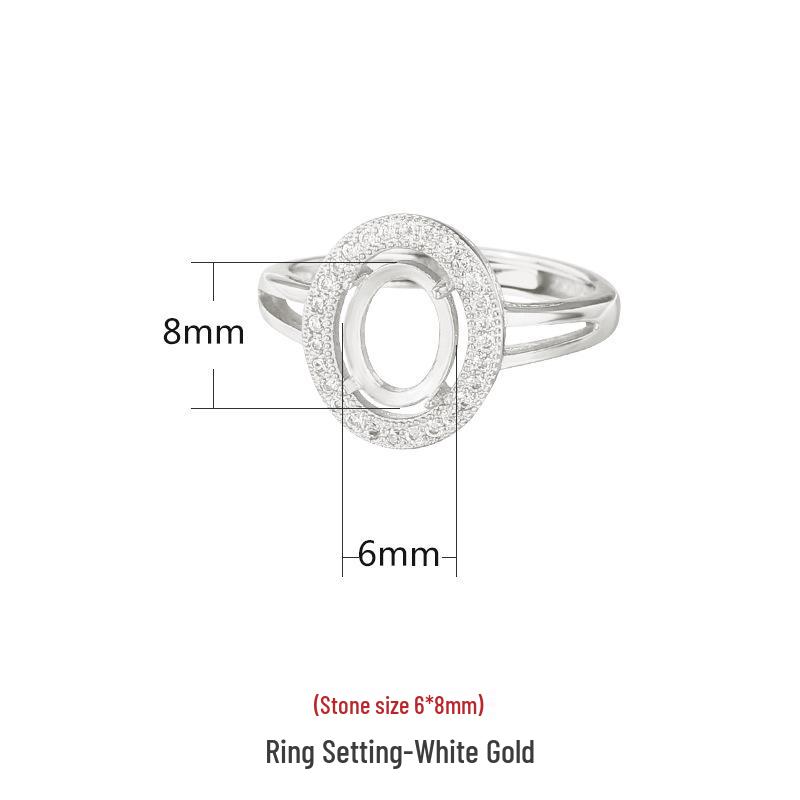 

18K Gold-Plated S925 Sterling Silver Ring Setting for Hetian Jade Jadeite - DIY Jewelry Accessory. Adjustable Open