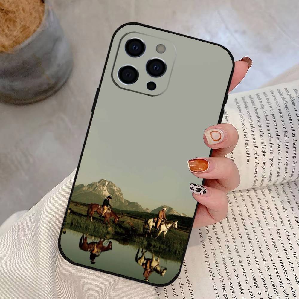 Western cowboy Phone Case For iPhone 17,16,15,14,13,12,11 Plus,Pro Max,XS,Soft Silicone Black Cover