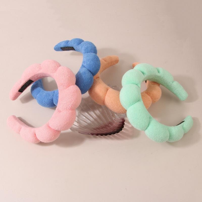 1pcs Fashion Microfiber Washing Wristbands Scrunchies Puffy Headband Spa Bubble Headband for Washing Face Makeup Shower Skincare