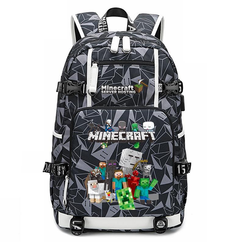 Hot Selling Minecraft Game Peripheral Printed Backpack Outdoor Large Capacity Travel Bag