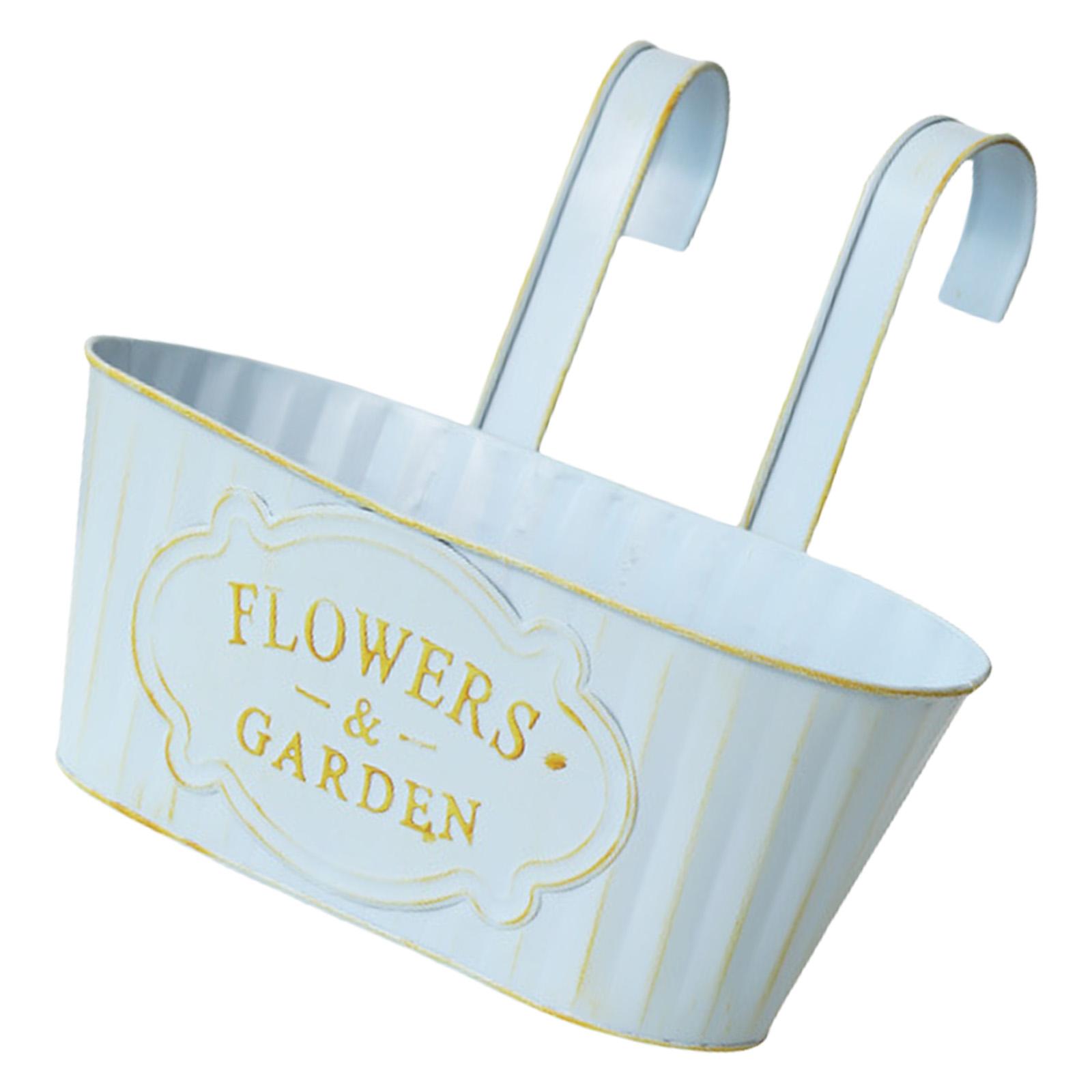 

Metal Hanging Flower Pots for Railing Fence Planter Box with Detachable Hooks Drainage Holes for Outdoor Plant Balcony синий