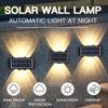 Solar Wall Light IP65 Waterproof Mounted Up-Down Lighting Warm Light Decorative Wall Lamp for Garden Hotel Villa Patio Landscape