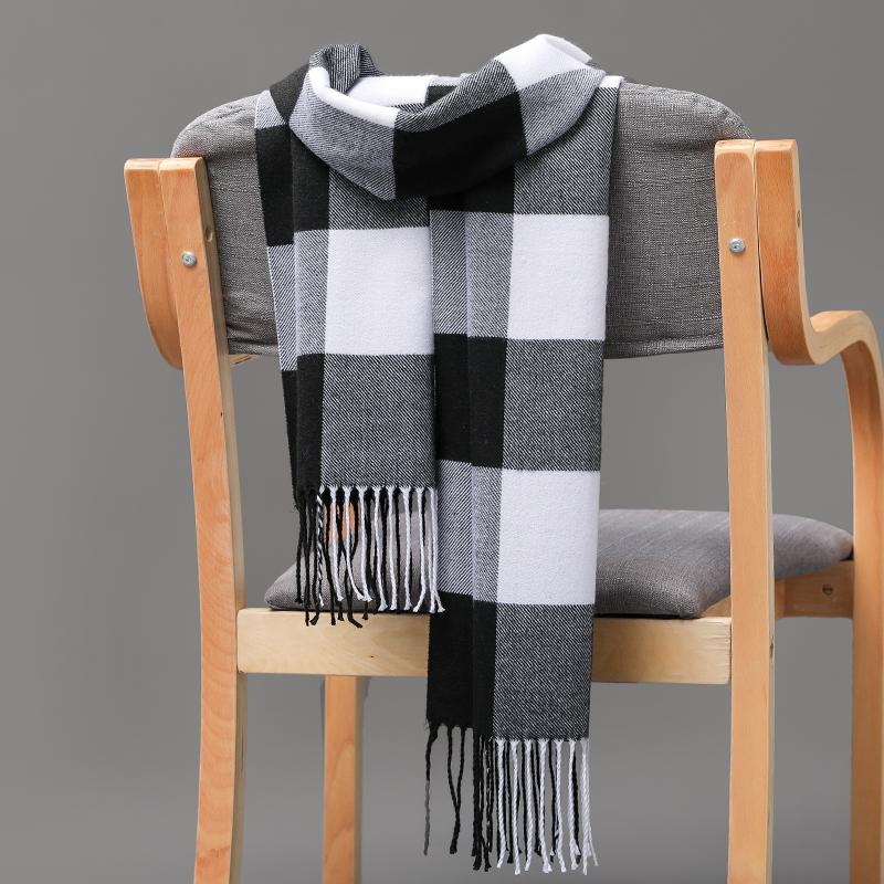 Winter Unisex Scarf Plaid Stripe Shawl Male Casual Business Brand Designer Official Muffler Scarves Women's Thermal Shawl
