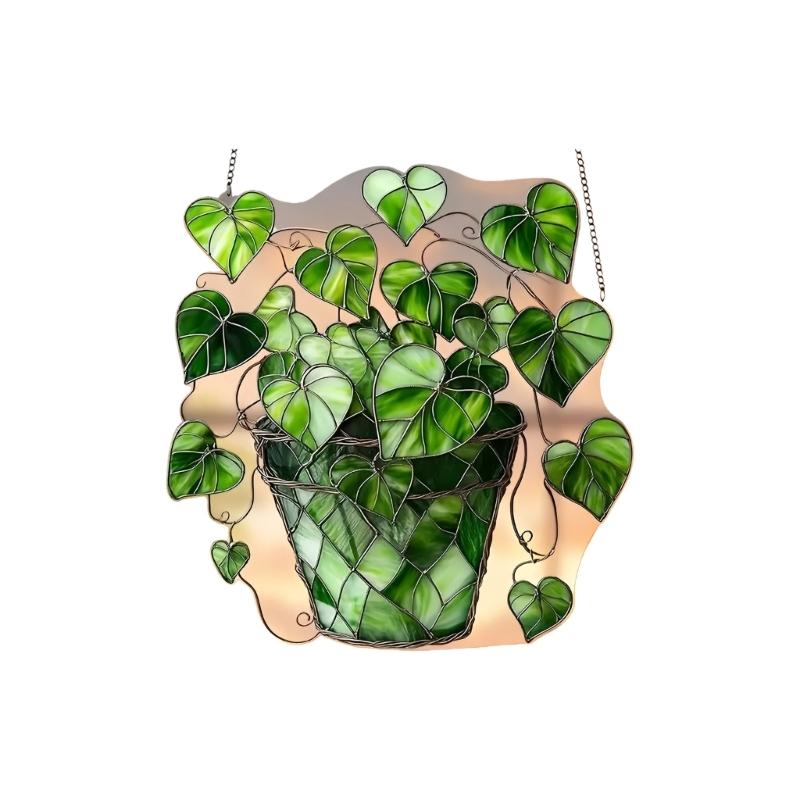 Colorful Acrylic Potted Plant Hanging Sign For Outdoor Lawn Party Decorations Weather Resistant Design Window Ornament