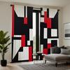 2 Pieces HD Digital Black White Red Series Abstract Geometric Curtains Home Decorating Style Decorating Living Room Bedroom Rodd