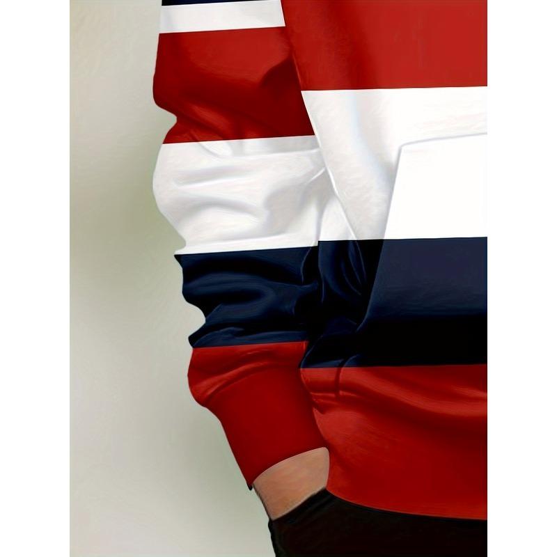 Latest Striped Design 3D Printed Boys' Hoodie, Comfortable Sportswear Outdoor Children's Hoodie Top