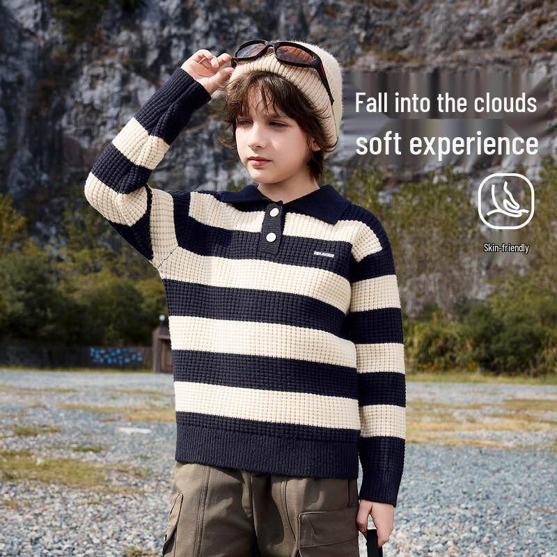 ASK JUNIOR Boys Winter Plaid Color Block Turtleneck Sweater 160