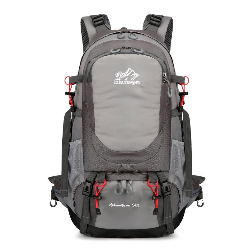 Men's Large Capacity Mountaineering Backpack with Steel Frame and Rain Cover for Outdoor Sports