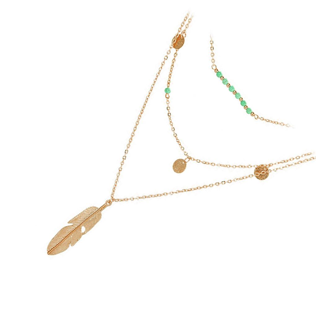 Women Multi-layers Collar Pendant Choker Necklaces Multiple Row Sequin Beads