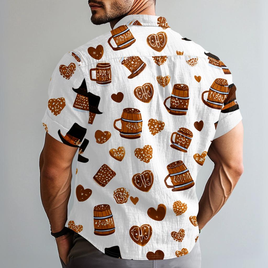 Men's Casual Casual Independence Day Print Short-sleeved Shirt