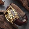 Top Luxury Men's Transparent Automatic Mechanical Skeleton Gear Automatic Leather Watch for Men Watches