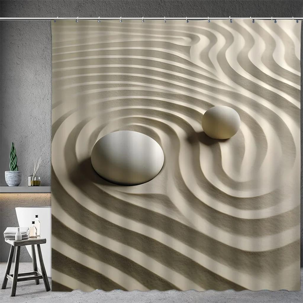 Black Stone Tower Zen Shower Curtain, Spa Decor Lotus Purple Orchid Flower and Bamboo, Cloth Fabric Bathroom Decor Accessory S