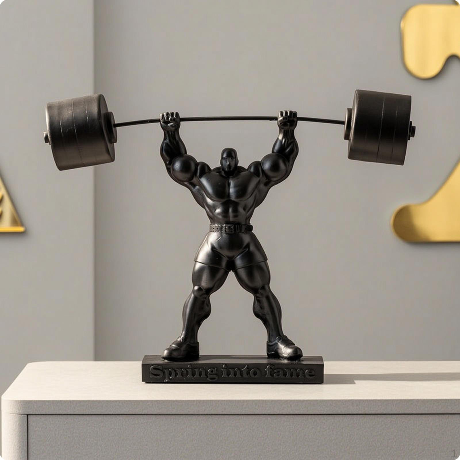 Bronze-Gold Bodybuilder Statue Athletic Muscular Man