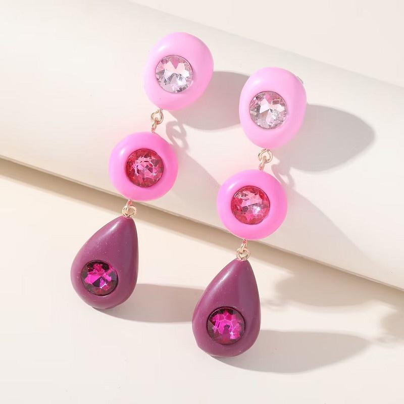 Fashion New Design Resin Acrylic Pendant Earrings For Women Big Rhinestone Drop Earrings Jewelry Accessories