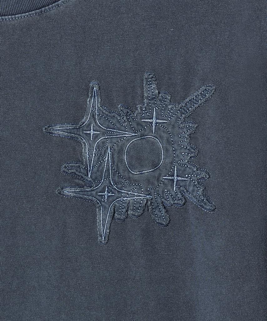 GAKKAI UNIONS Crumble Pigment Applique Short Sleeve T-Shirt Dive Blue