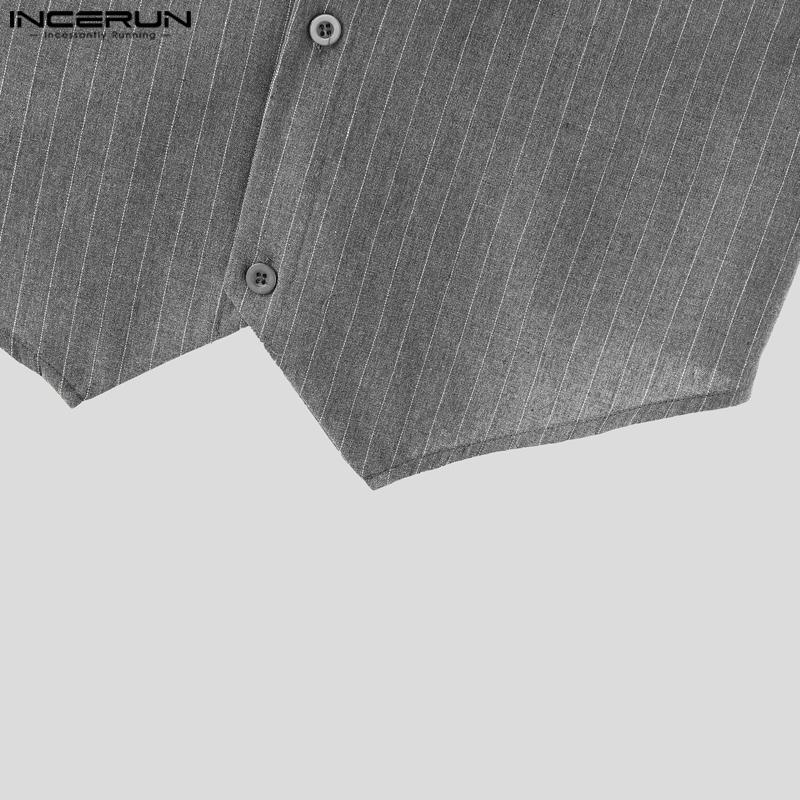 INCERUN Two Pieces Men Halter Neck Sleeveless Vest and Zipper Up Long Suit Pants Sets