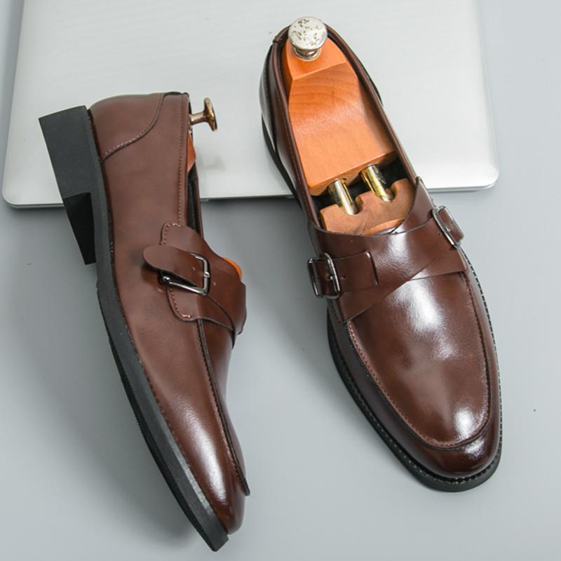 Designer Gentleman Dress Patent Leather Shoes For Male Luxury British Monk Strap Loafers Wedding Prom Footwear Zapatos Hombre