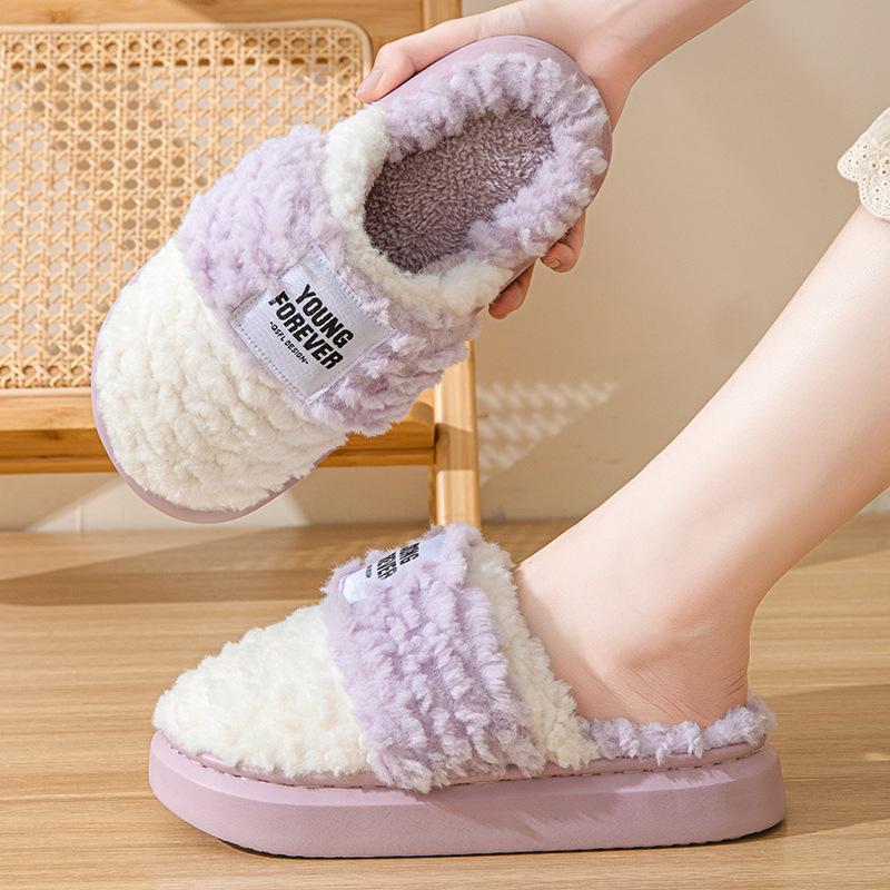 

Мода 2024 Зимние Женские Плюшевые Хлопковые Тапочки Домашние Нескользящие на Толстой Подошве Теплые Хлопковые Тапочки для Пары Хлопковые Тапочки 44-45 фиолетовый