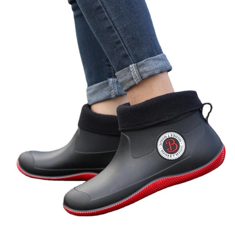 Rain shoes men's new Chelsea fashion short rain boots simple non-slip soft sole low-top women's galoshes