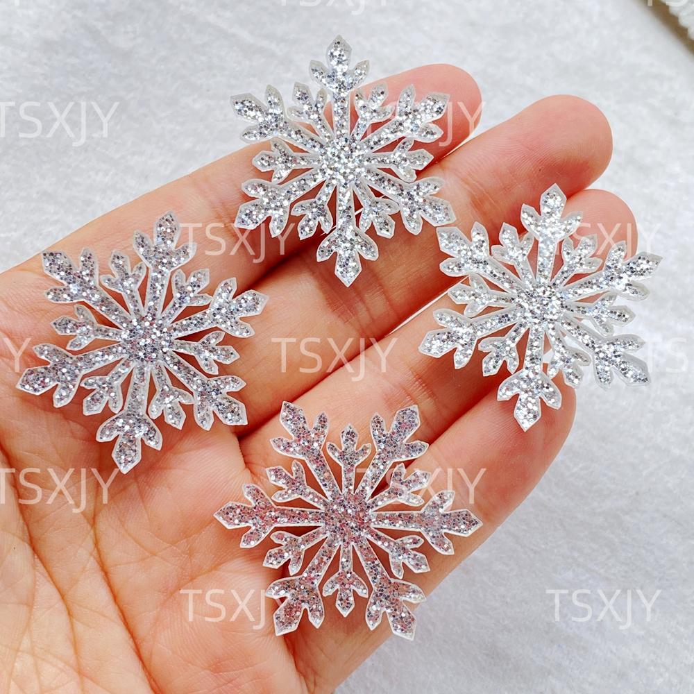 6PCS Sparkling Acrylic Christmas Snowflakes Scrapbook DIY Jewelry Decor Crafts Accessories