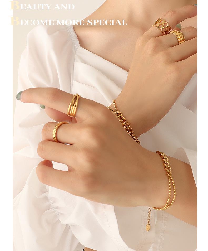 18K Gold Handmade Double Layer Rice Bead Bracelet for Women - European & American Style (E207)
