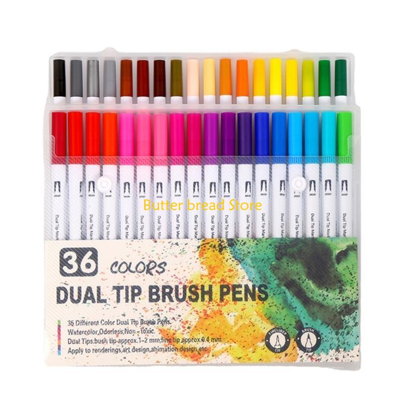 W89C 36/48/60/72/100 Colors Double Ends Brush Pen Marker Set Felt Tip Pen Watercolor Pen for Colouring Books