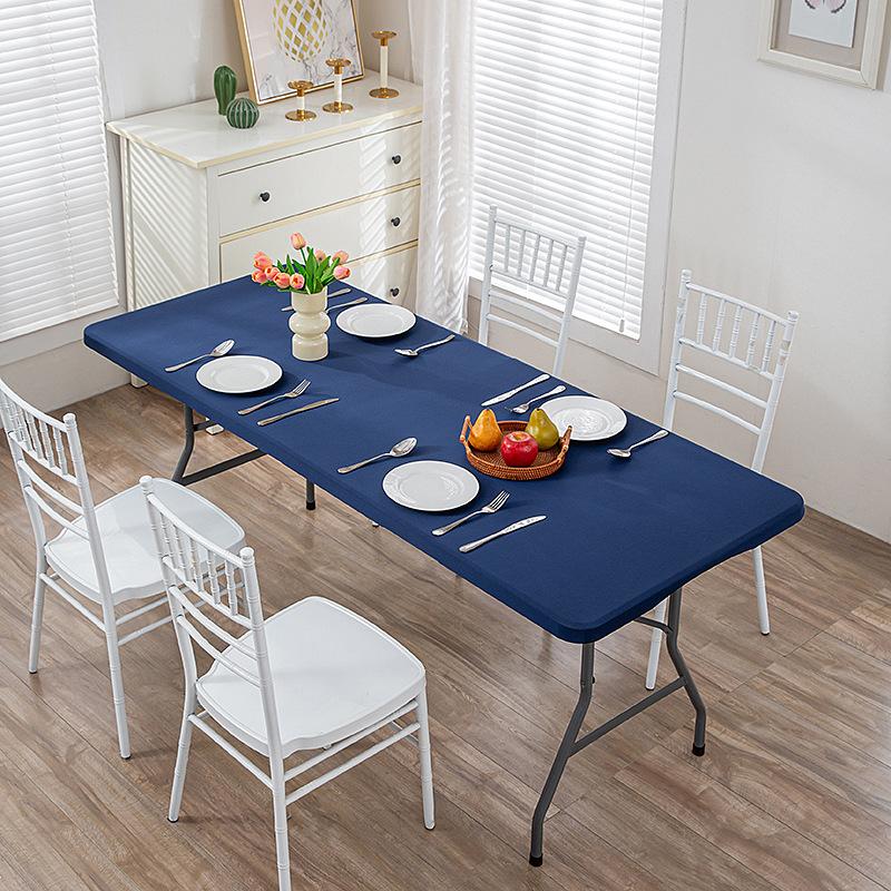Elastische Spandex Rechthoekige Tafelhoes Voor 183cm Lange Tafel Bruiloft Verjaardagsfeest Decoratie Pasvorm Bovenkant Doek 4FT 122x76cm Table blue