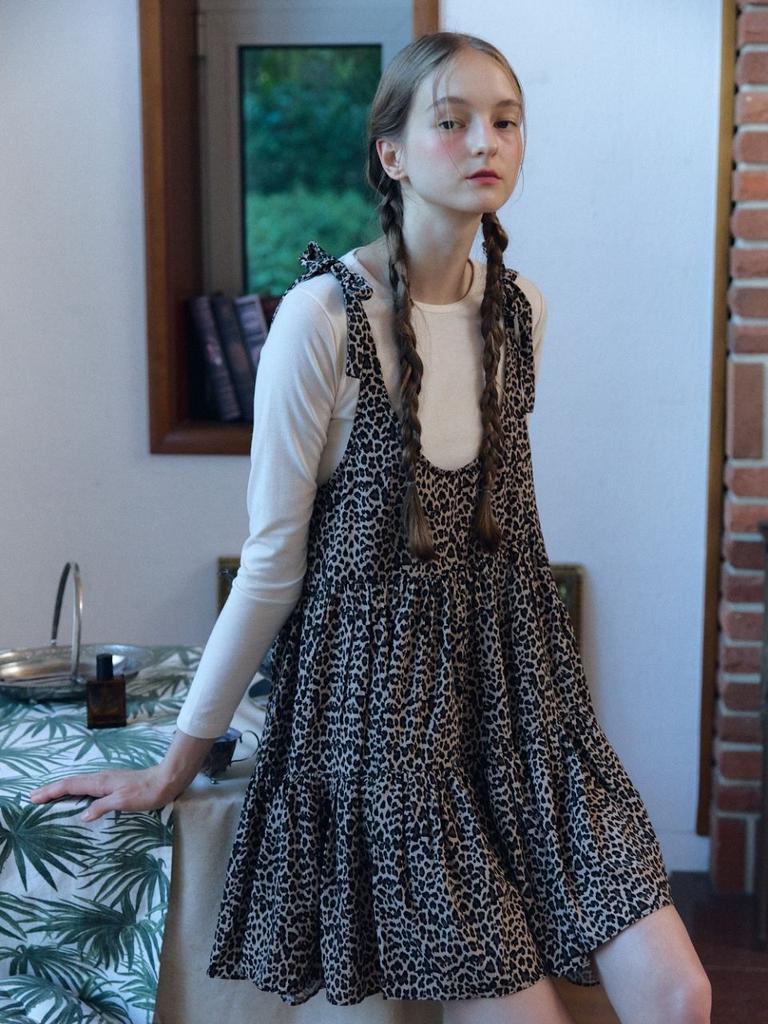 Fabric Seoul Leopard Round Mini Dress_Brown