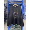 Vintage West Coast Hooded Zip-Up Sweatshirt With Sanskrit Script Print Relaxed Fit Cotton Pullover Men