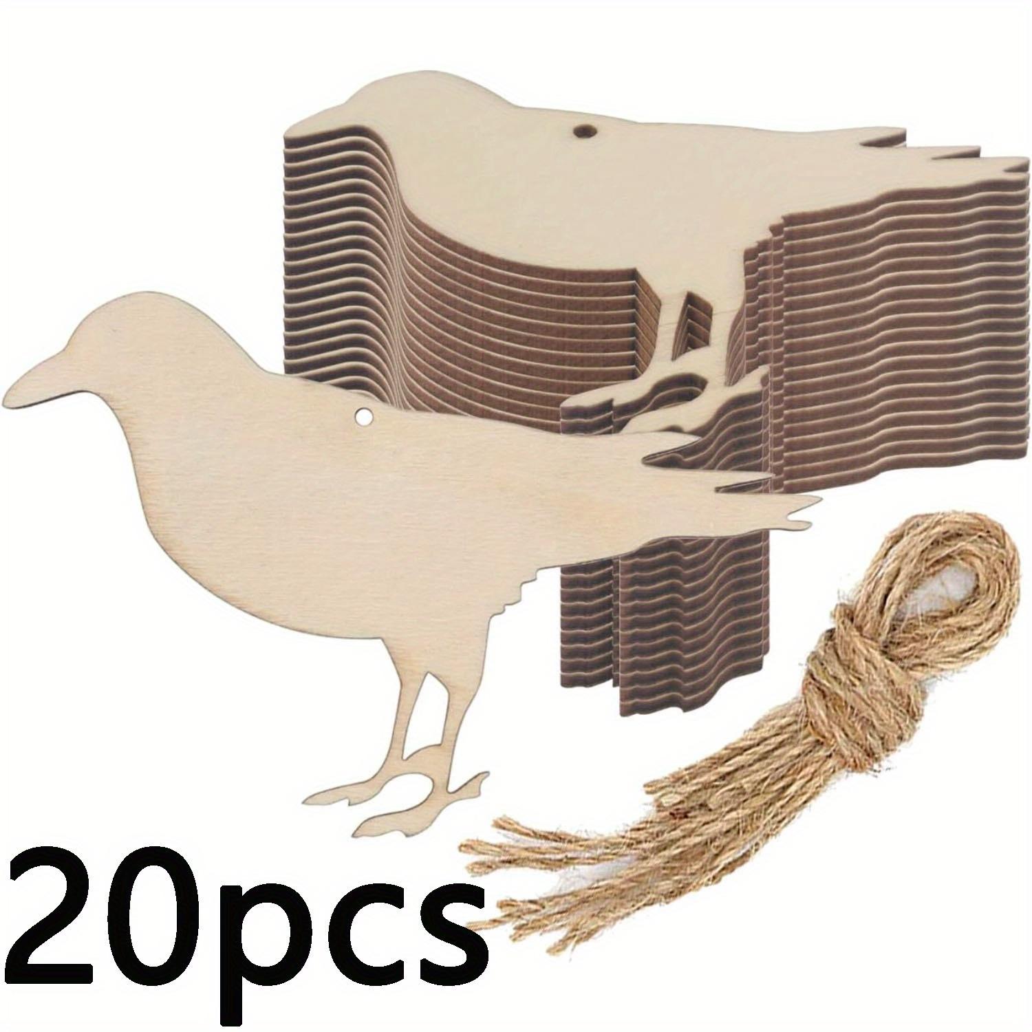 

DIY Rustic Crow Wooden Handmade Set with Twine Pendant 20/30/40 Pcs for Easter And Halloween Decorations