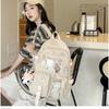 Retro Solid Color Small Fresh Backpack Casual Student Schoolbag Female Junior High School Student Large Capacity College Student Commuting Shoulder