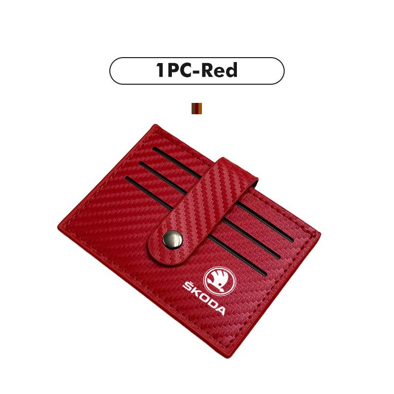 Car Carbon Fiber RFID Card Holder Card Case Wallet Storage Accessories For Skoda Fabia 1 2 Octavia a7 RS Superb Rapid Yeti Karoq fsvr64