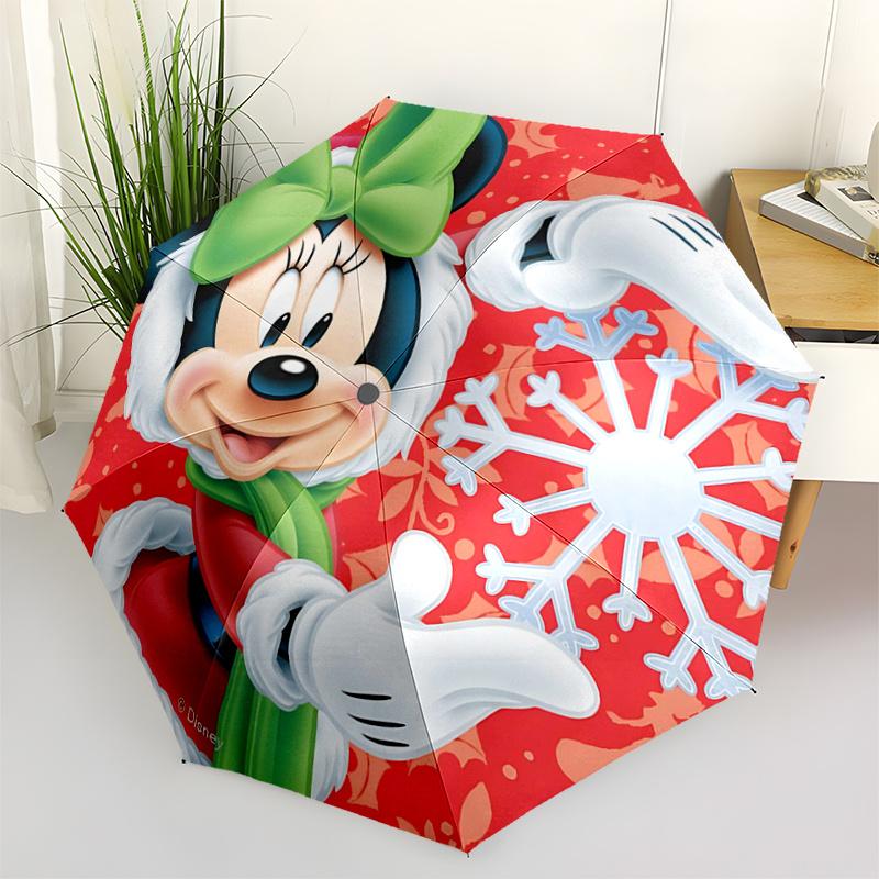 

1pc Minnie Mouse Christmas Snowflake Automatic Opening/Closing Umbrella - Portable Tri-Fold Design, 8-Bone Iron Frame Outdoor Umbrella, Fest