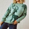 Autumn and Winter Round Neck Long Sleeved Christmas Sweater New Year Snowflake Deer Jacquard Knitted Pullover 3572