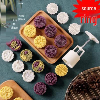 Stampo per la preparazione dei Mooncake: Strumento a Pressione Manuale Antiaderente per Pelle di Ghiaccio e Dolci di Fagioli Mung