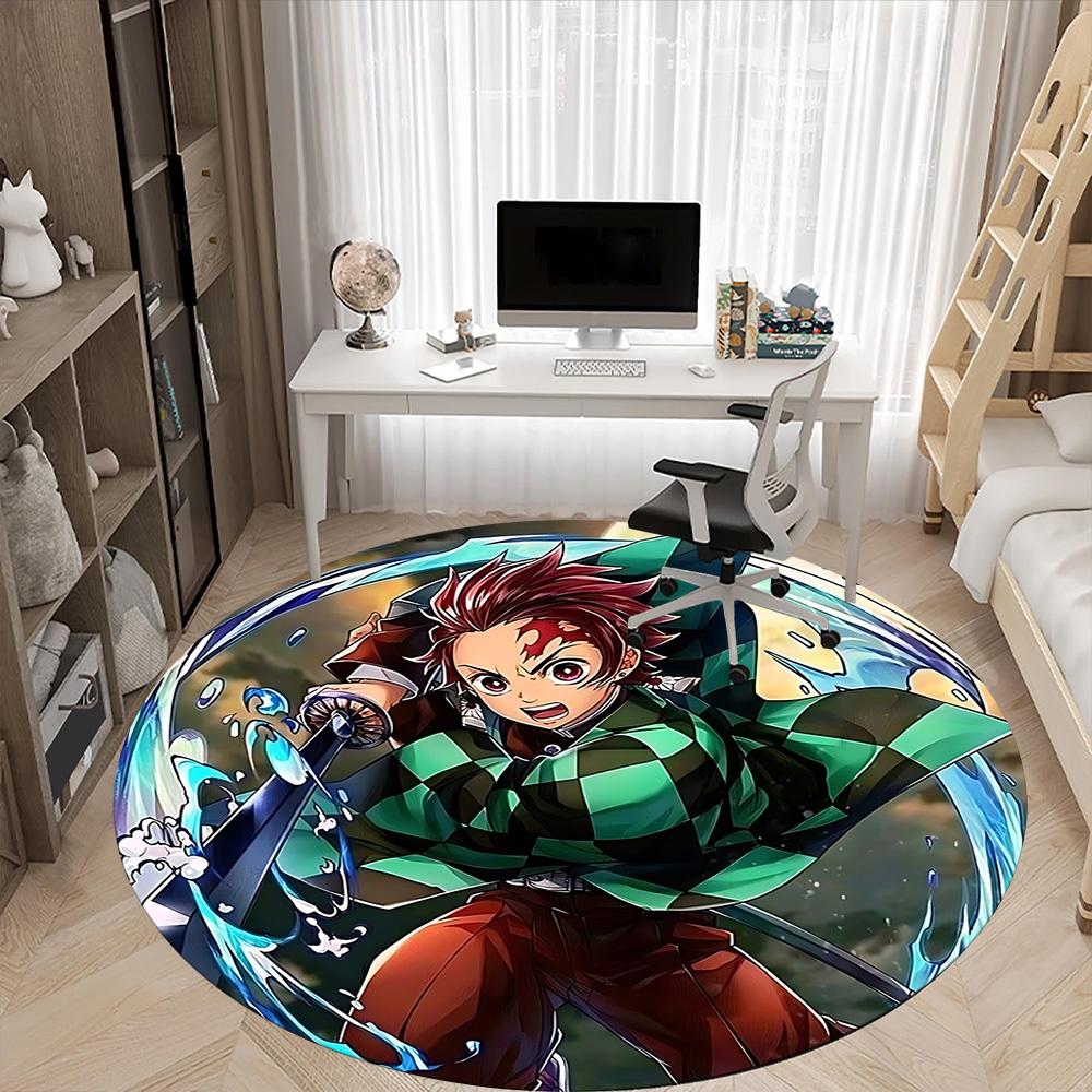 1pc Demon Slayer, Tanjiro Chair Carpet for Office Non-Slip, Lightweight, Machine Rug for Office,Room - Holiday Decor, Machine Made yy251227002