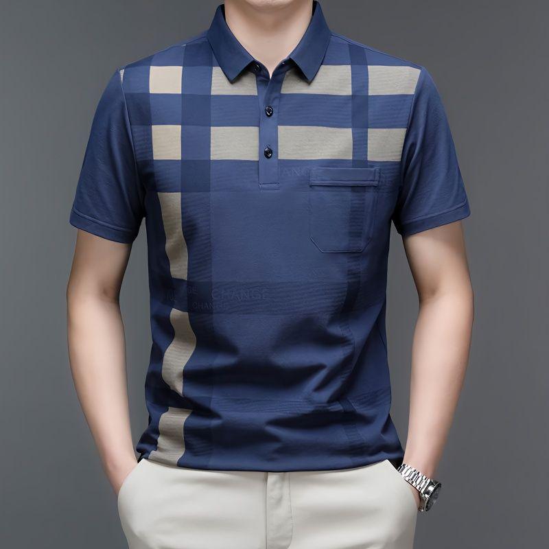 Streetwear Mode Herren Sommer Kurzarm Karierte Poloshirts Koreanisch Neu Business Herrenbekleidung Vintage Lässig Locker Baumwoll-Tops