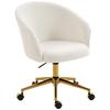 Office chair, ergonomic height-adjustable office armchair, swivel seat, steel base, cream