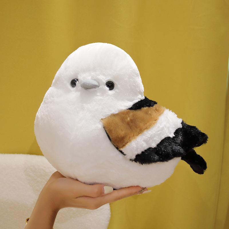Cute Crooked Head Hairy Long-Tailed Tit Plush Toy Sofa Throw Pillow Girl Gift Small Doll