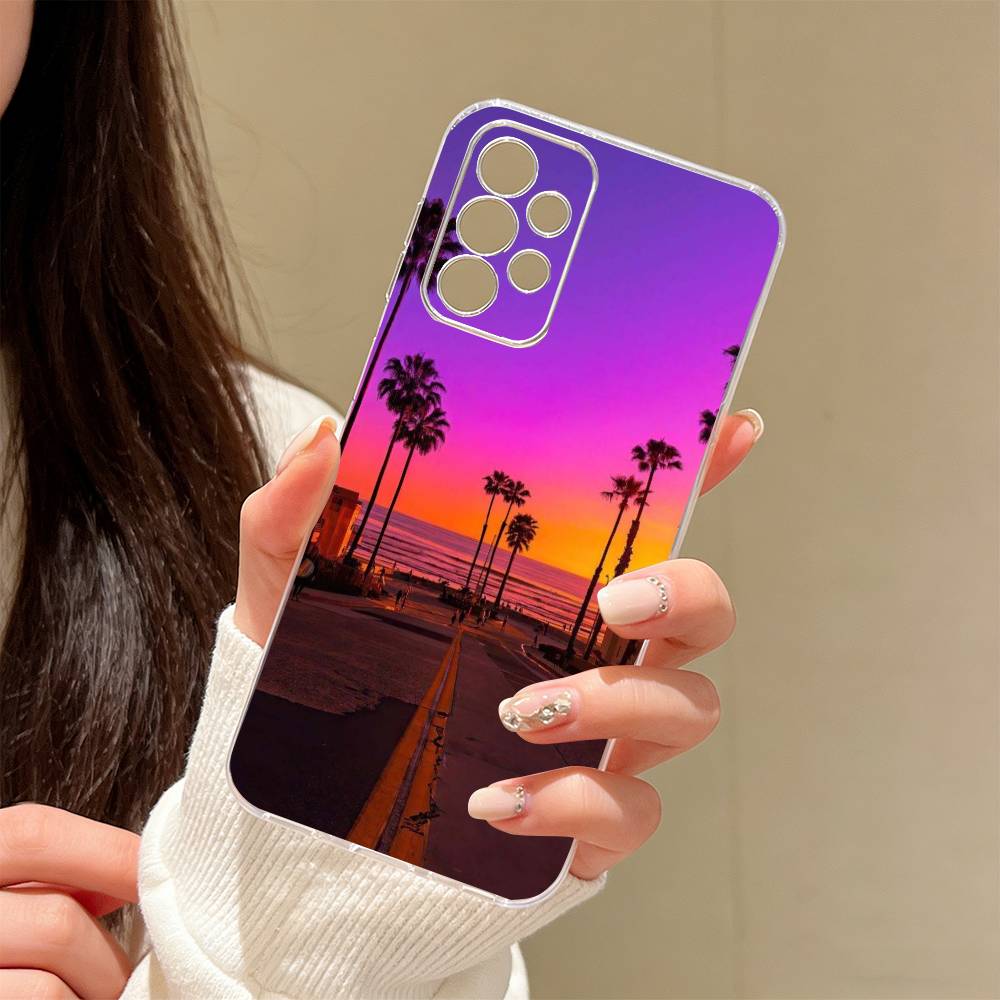 Meeresblick Sonnenuntergang Handyhülle Transparentes Silikon Weich Für Samsung S25,S24,S21,S22,S23,S30,Ultra,S20,Plus,Fe